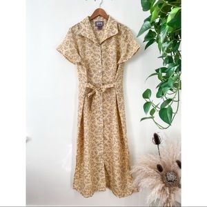 🔴 SOLD :: Vintage Floral Teacher Dress with Button Front and Tie Waist